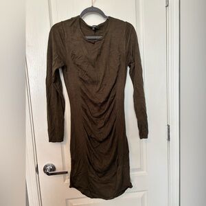 Express Brown Long Sleeve Cowl Neck Bodycon Dress
